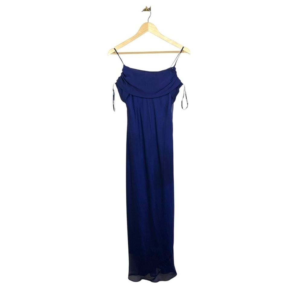 VINTAGE Alyn Paige Satin Full Length Gown in Navy Blue Size 7/8